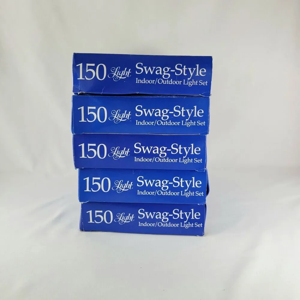 Vintage Holiday Time Swag-Style Lights Set 10ft White Clear Christmas Lot of 5
